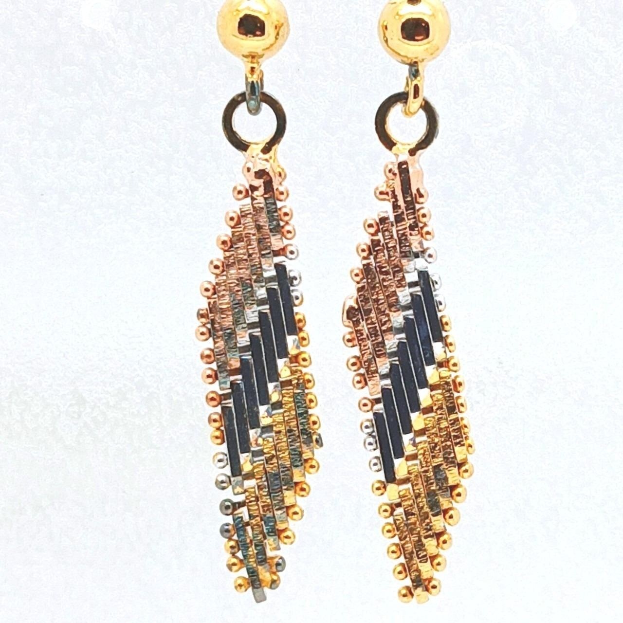 Tri-Color Gold Vermeil Sterling Silver Diamond Cut Dangle Ball Stud Earrings New