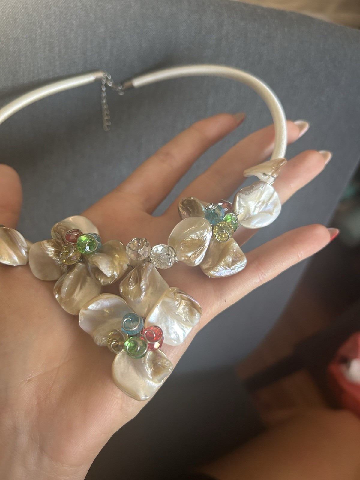 Mermaid core statement necklace with shells and colourful beads #mermaidcore