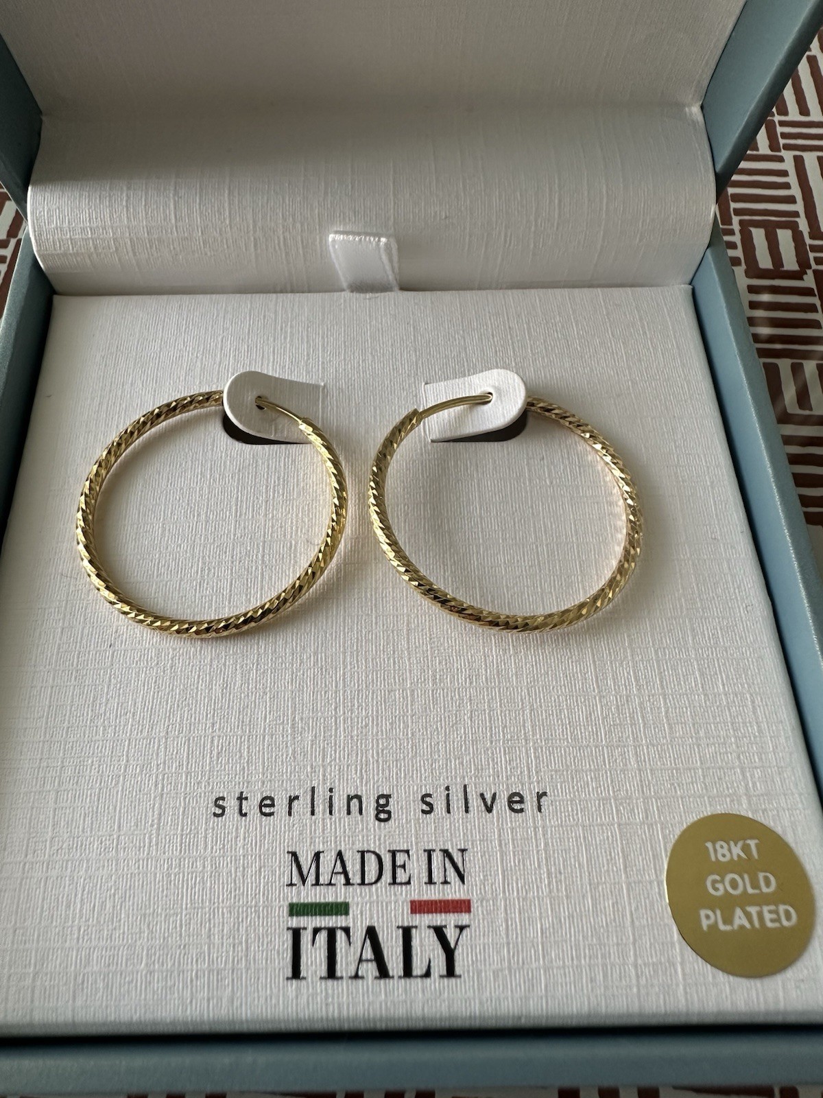 Earing 18 Kt Gold Plated Sterling Silver Made In Italy ￼￼