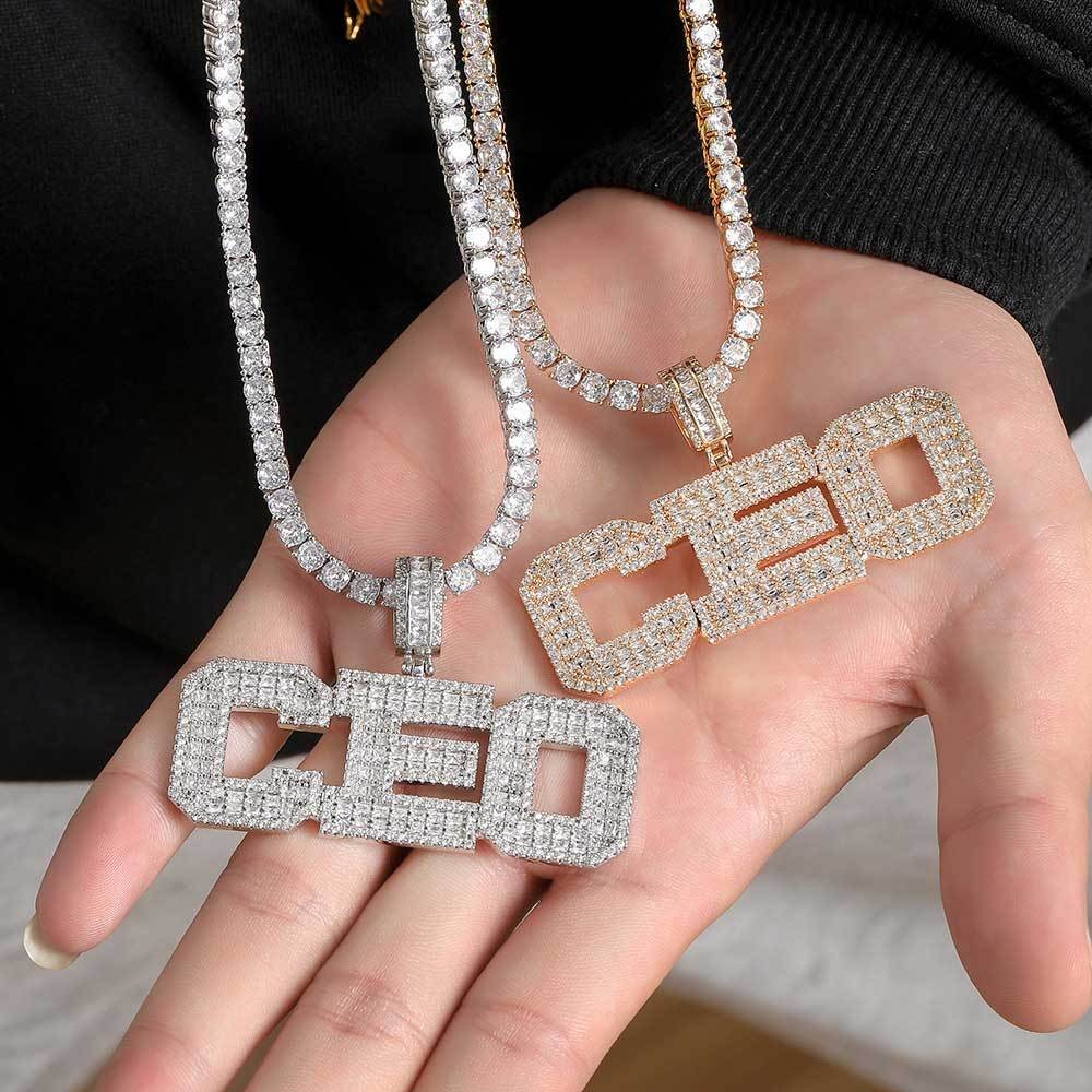Custom A-Z Name Letters Pendant Necklace 5A Zircons 18K Gold Plated Jewelry Gift