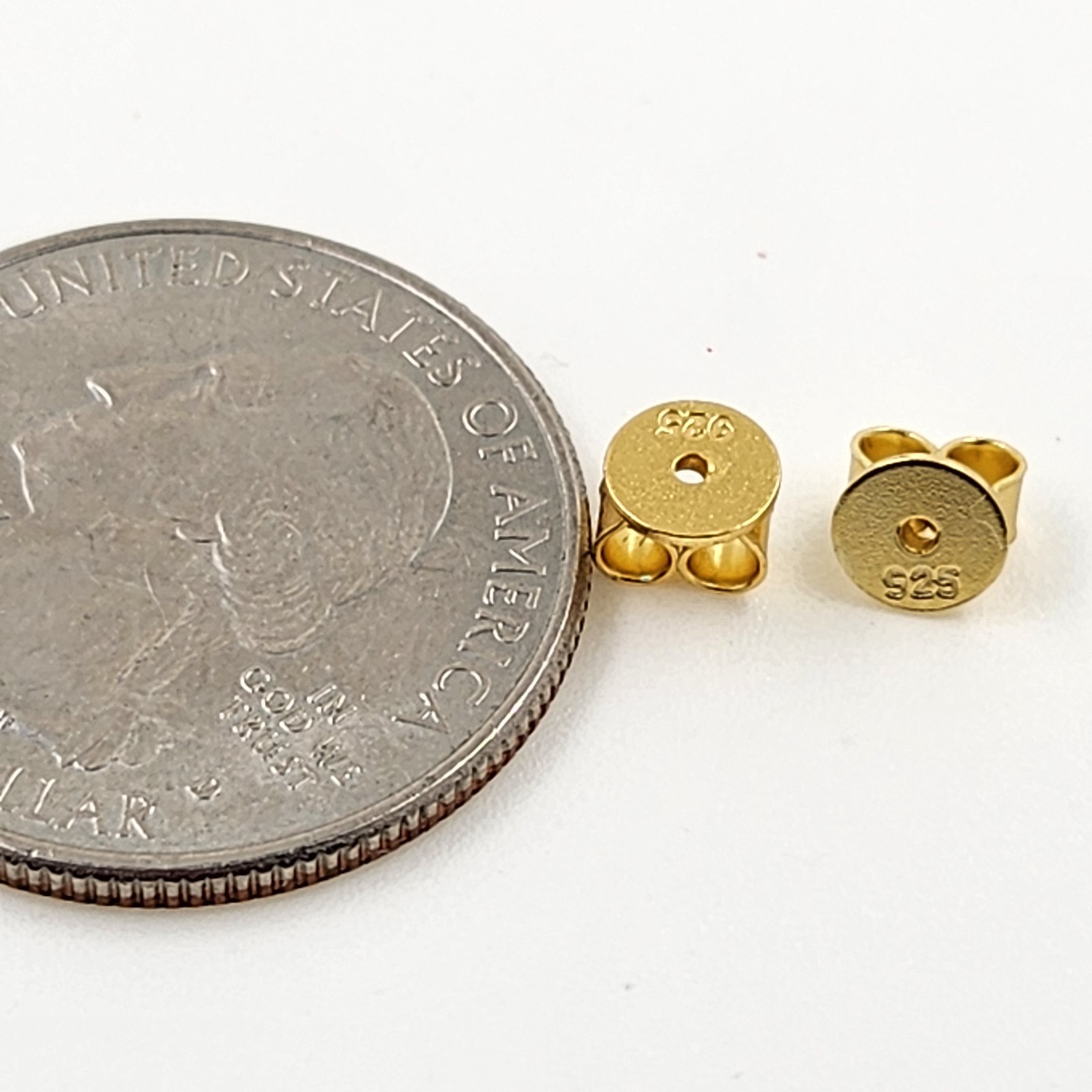 2PCS 4.2×5.2MM Earrings Friction Push Back Nut Yellow Gold-plated 925 Silver