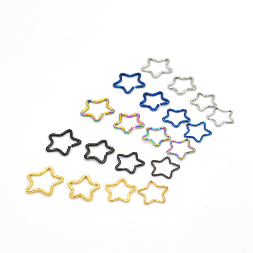 Star Surgical Steel Ring Hoop For Ear Helix Cartilage Tragus Body Piercing