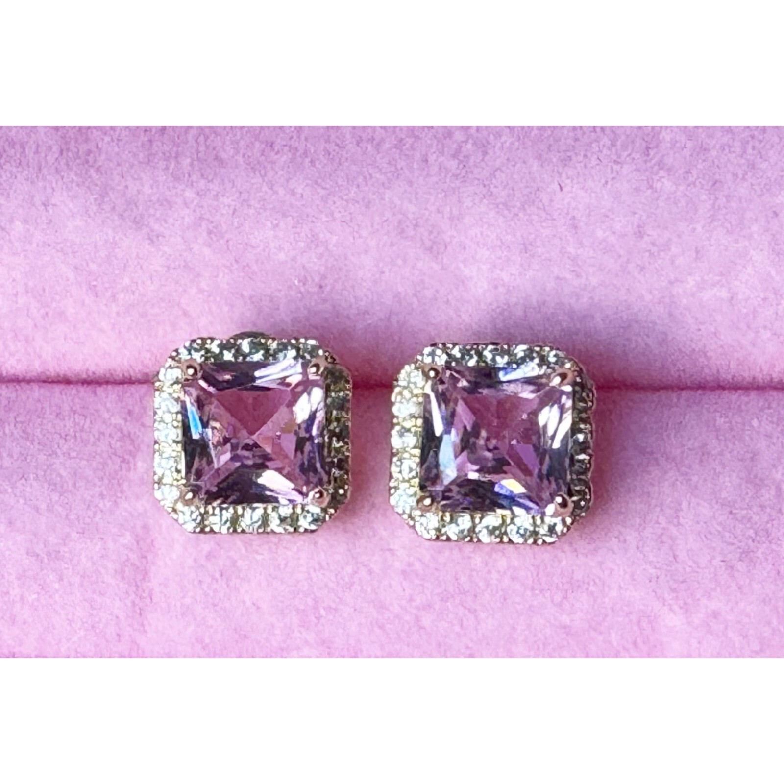 Luxurious Pink Artificial Gemstone Earrings
