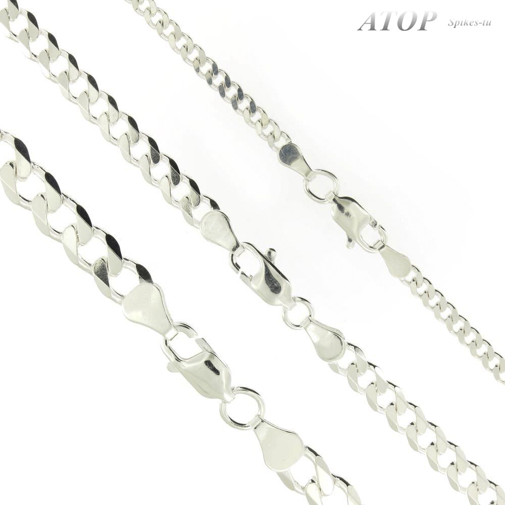 925 Sterling Silver Chain Curb Cuban Chain Italian Silver Women’s Necklace Chain