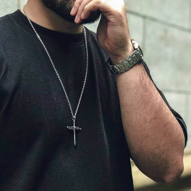 Titanium Steel Cross Pendant 3 Nails Christian Father Men’s Popular Jewelry Gift