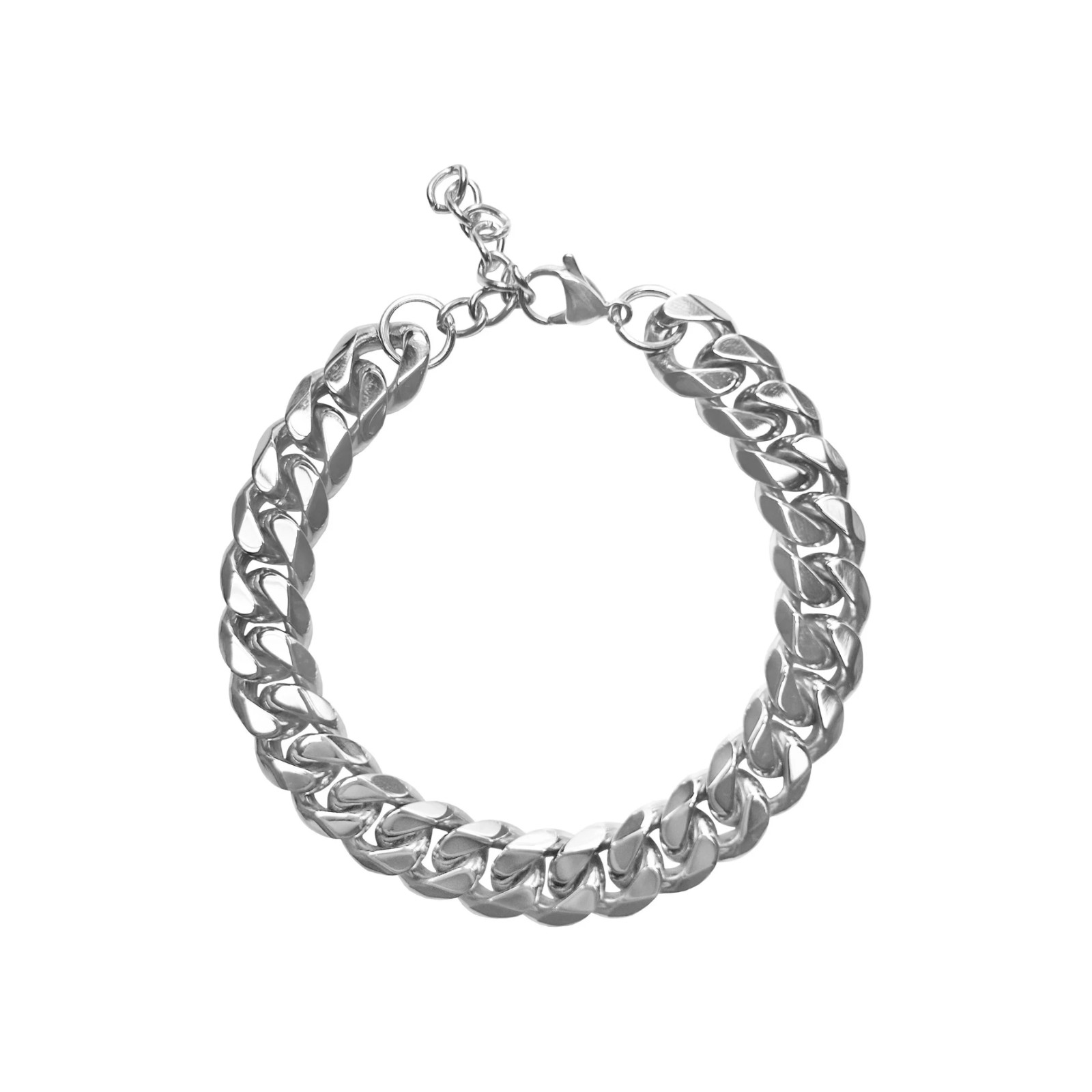 Silver Stainless Steel Cuban Link Adjustable Bracelet | Non-Tarnish Bracelet