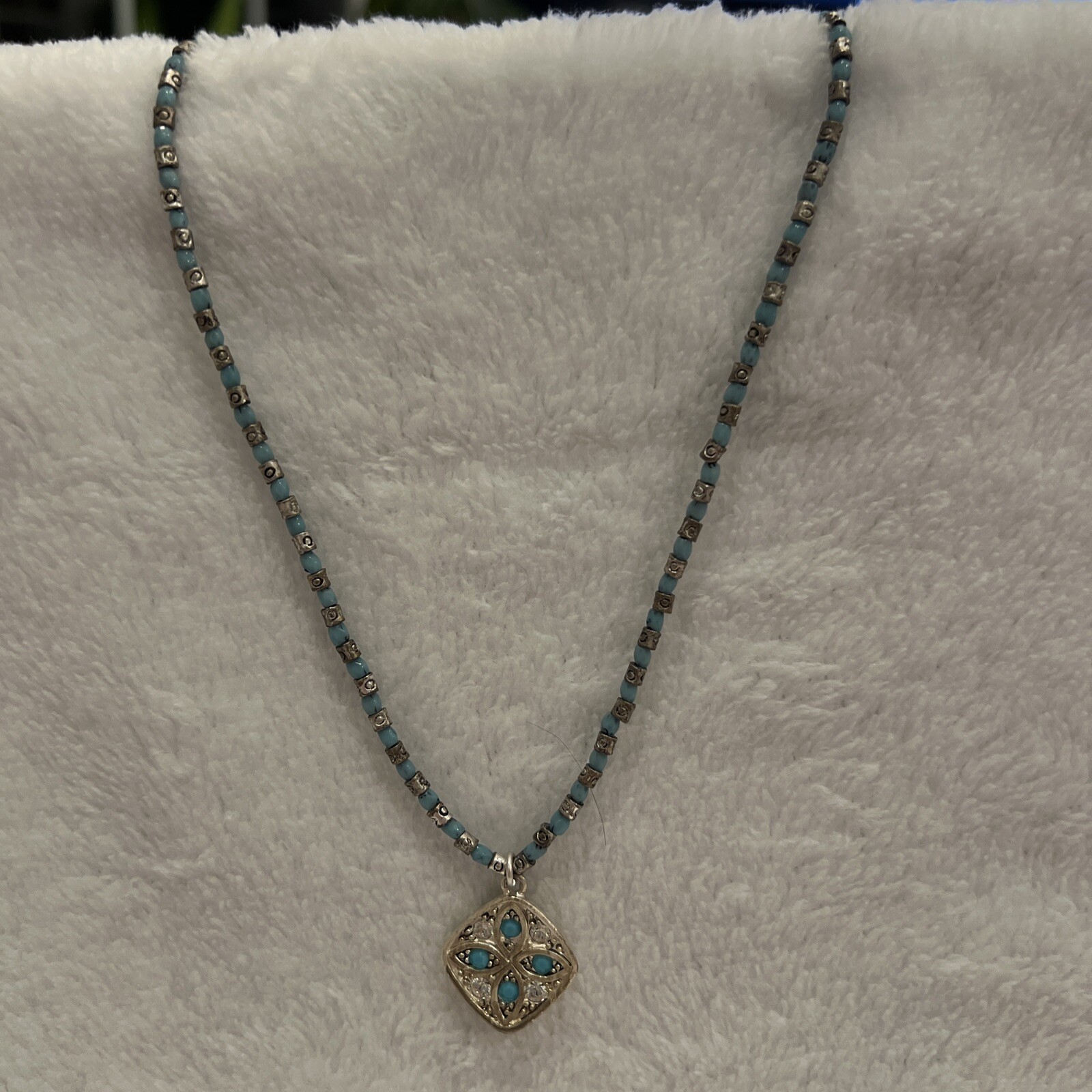 Lea Sophia Blue & White Rhinestone & Beads 19”w/extender