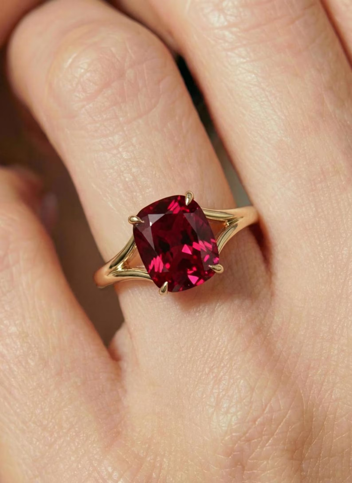 3.15 Ct Oval Cut Simulated Ruby 14k Yellow Gold Plated Fancy Engagement Ring