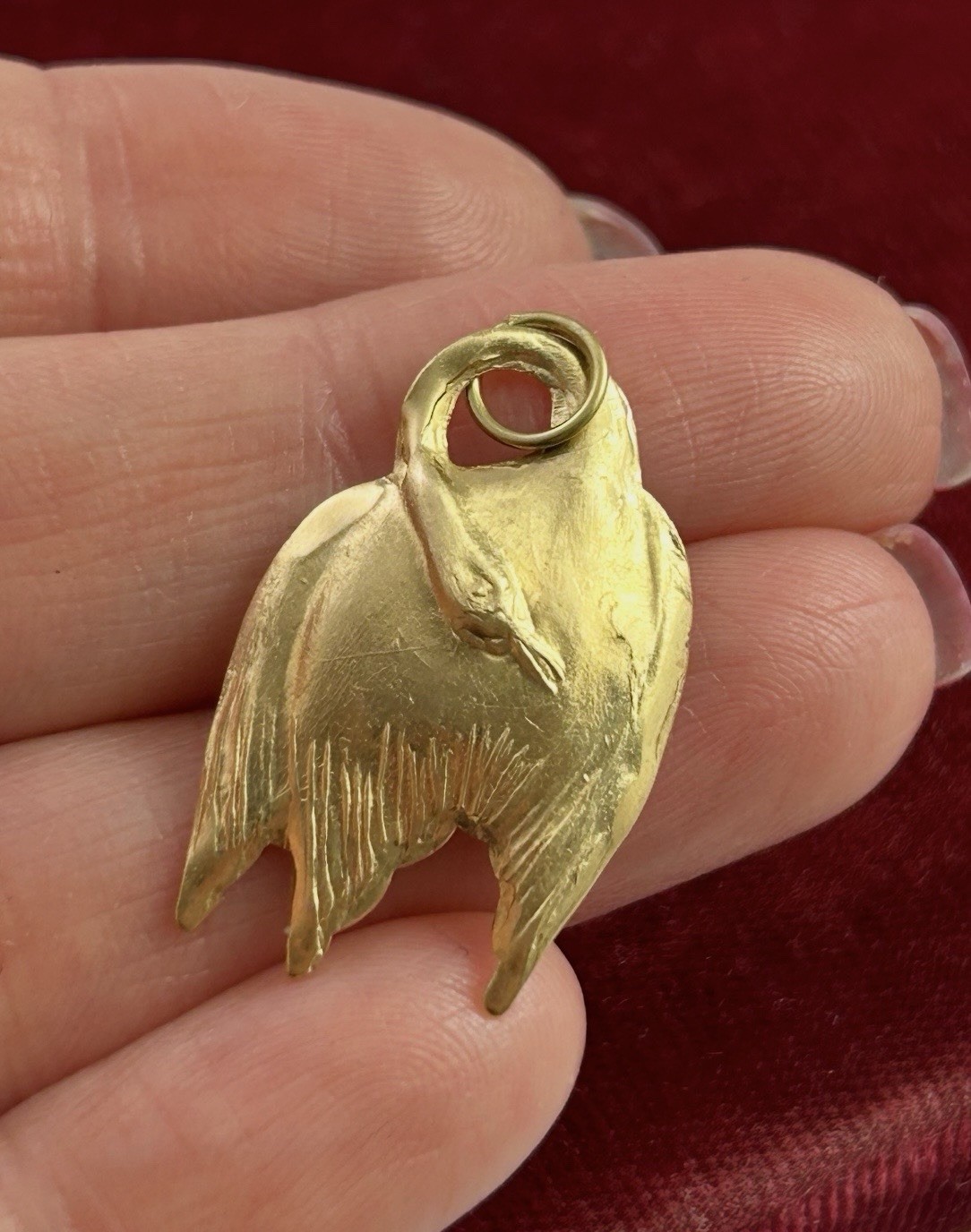 Swan Charm Necklace Pendant Elegant Brass Metal Stamping Bird Goose Jewelry