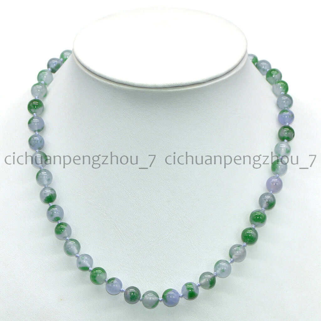 Green Lavender Multicolor Jade 8mm Round Gemstone Beads Necklace 14-100”
