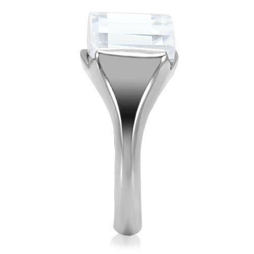 TK100 – High polished (no plating) Stainless Steel Ring with AAA Grade CZ in