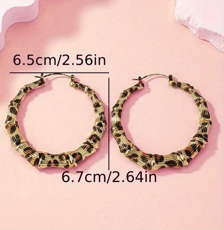 Big Earrings Leopard Print Hoops Round Gold Chunky Statement Large