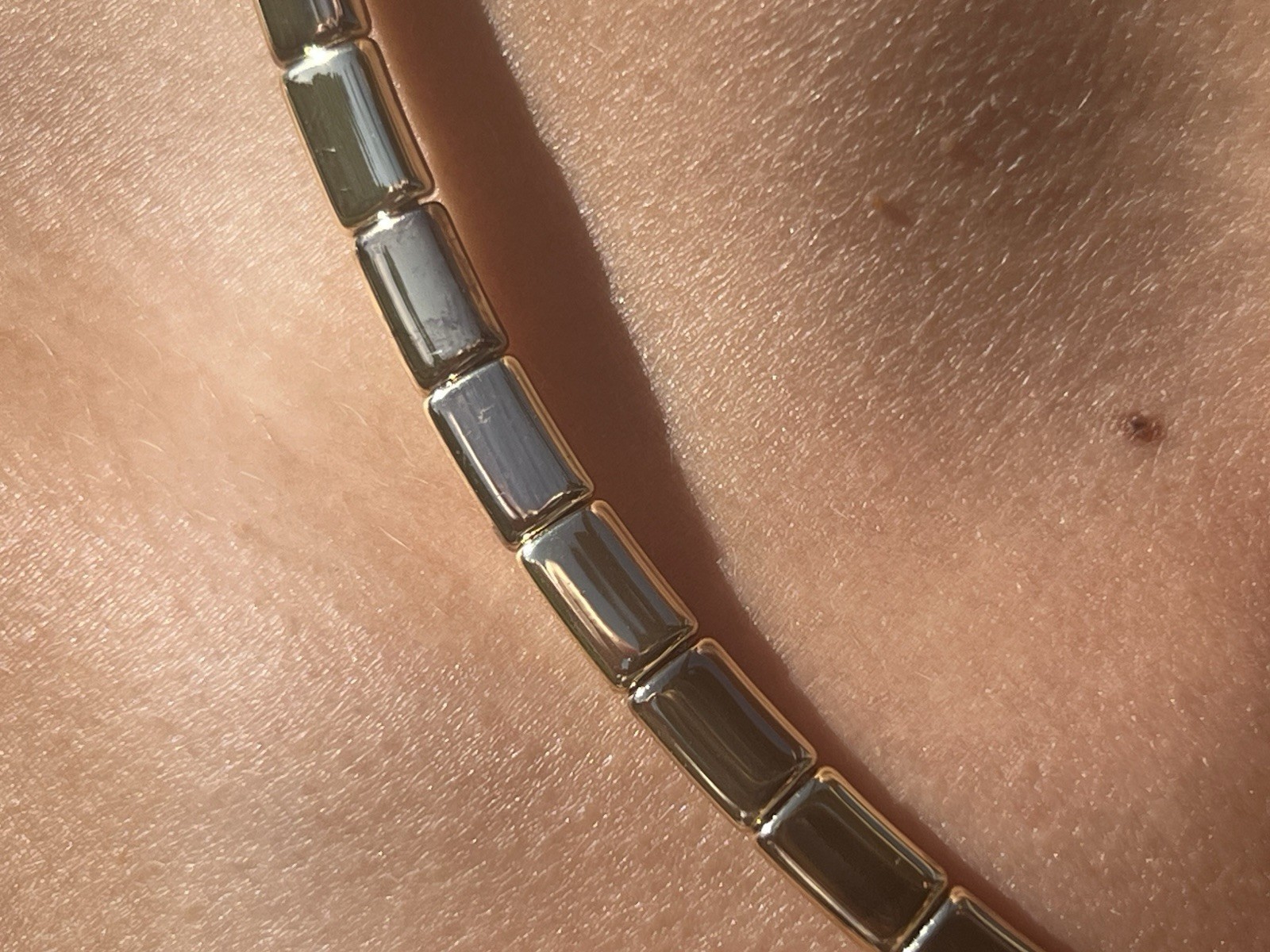LOFT Gold Tone Rectangular Link Chain Necklace Adjustable