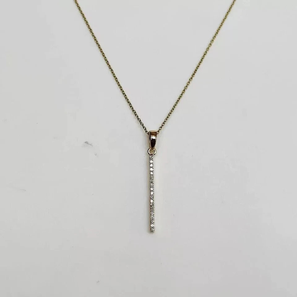 Bar Style Women’s Pedant 1Ct Round Cut Simulated Diamond 925 Sterling Silver