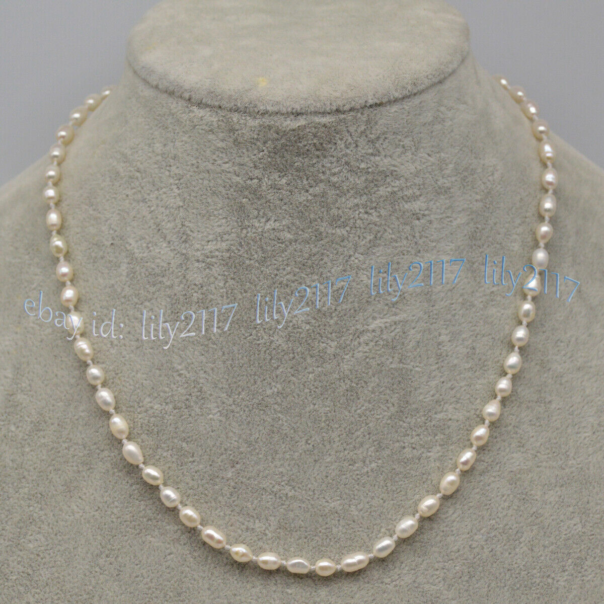 Small 4-5mm Genuine Natural White Freshwater Rice Shaped Pearl Necklace 14-50”