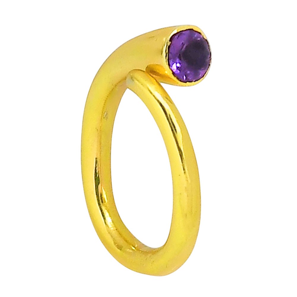 18K Gold Plated Natural Amethyst – Brazil Ring s.6 Jewelry TR01472