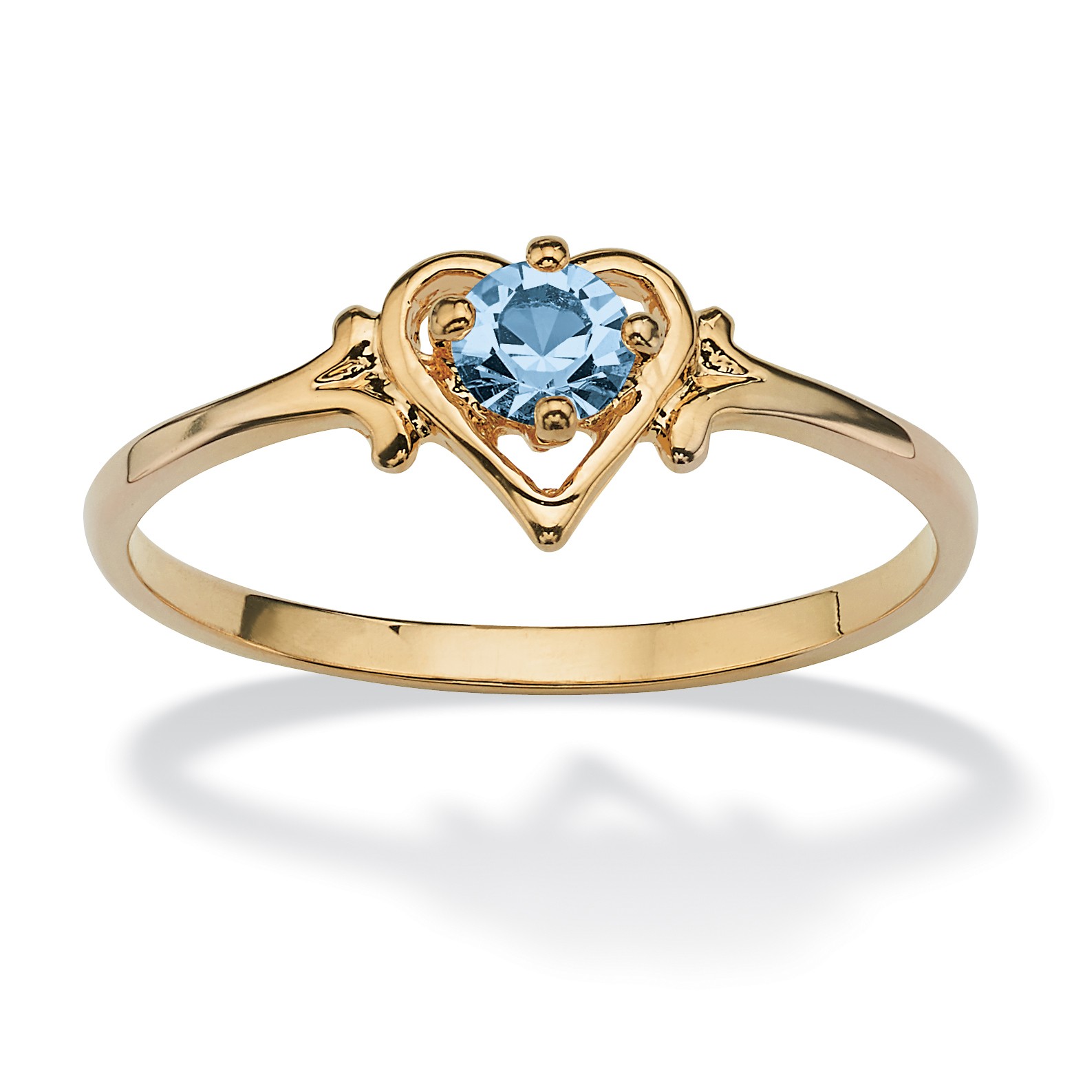 Simulated Birthstone Heart Ring in Gold-Plated