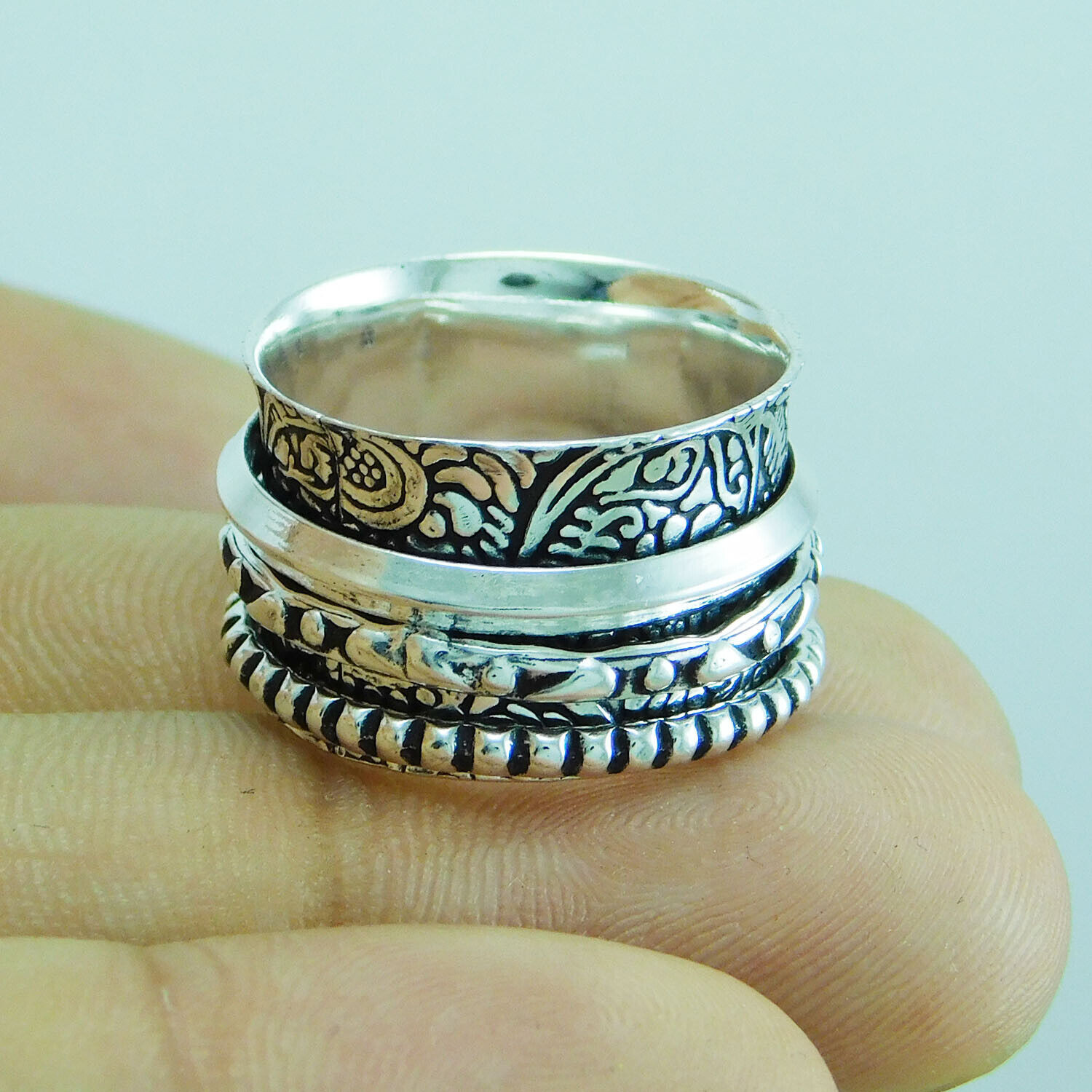 Beautiful 925 Sterling Silver Spinner Ring Handmade Jewelry Gift For her AB-35