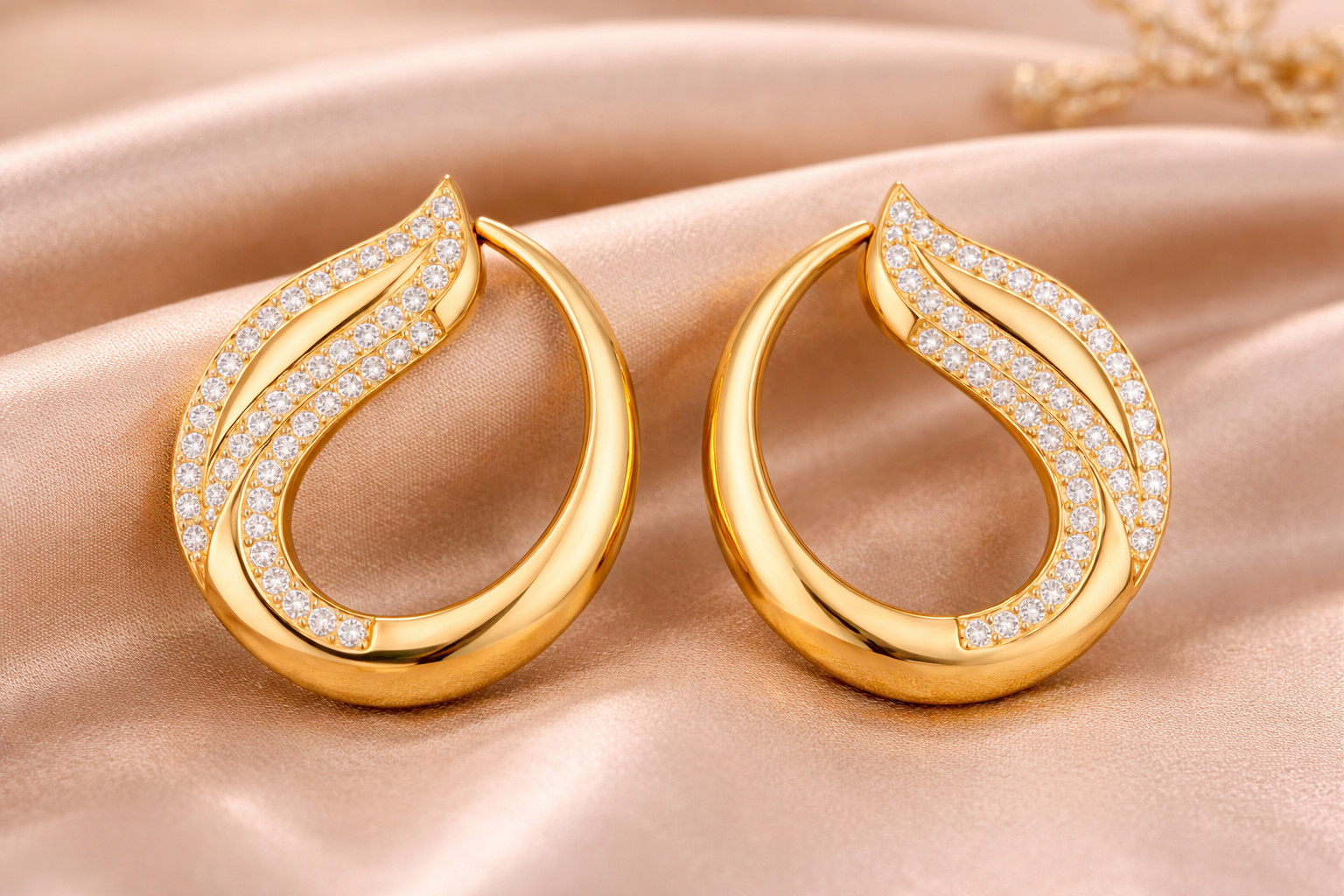 25mm Gold Plated Sterling Silver Hoop Earrings, Cubic Zirconia Bridal Jewelry