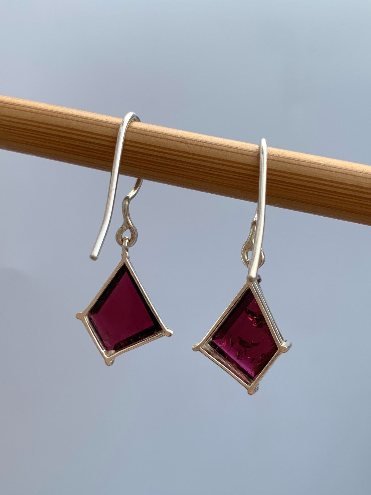 Pinkish Red Tourmaline Earrings: 925 Sterling Silver, Handmade Gemstone Jewelry