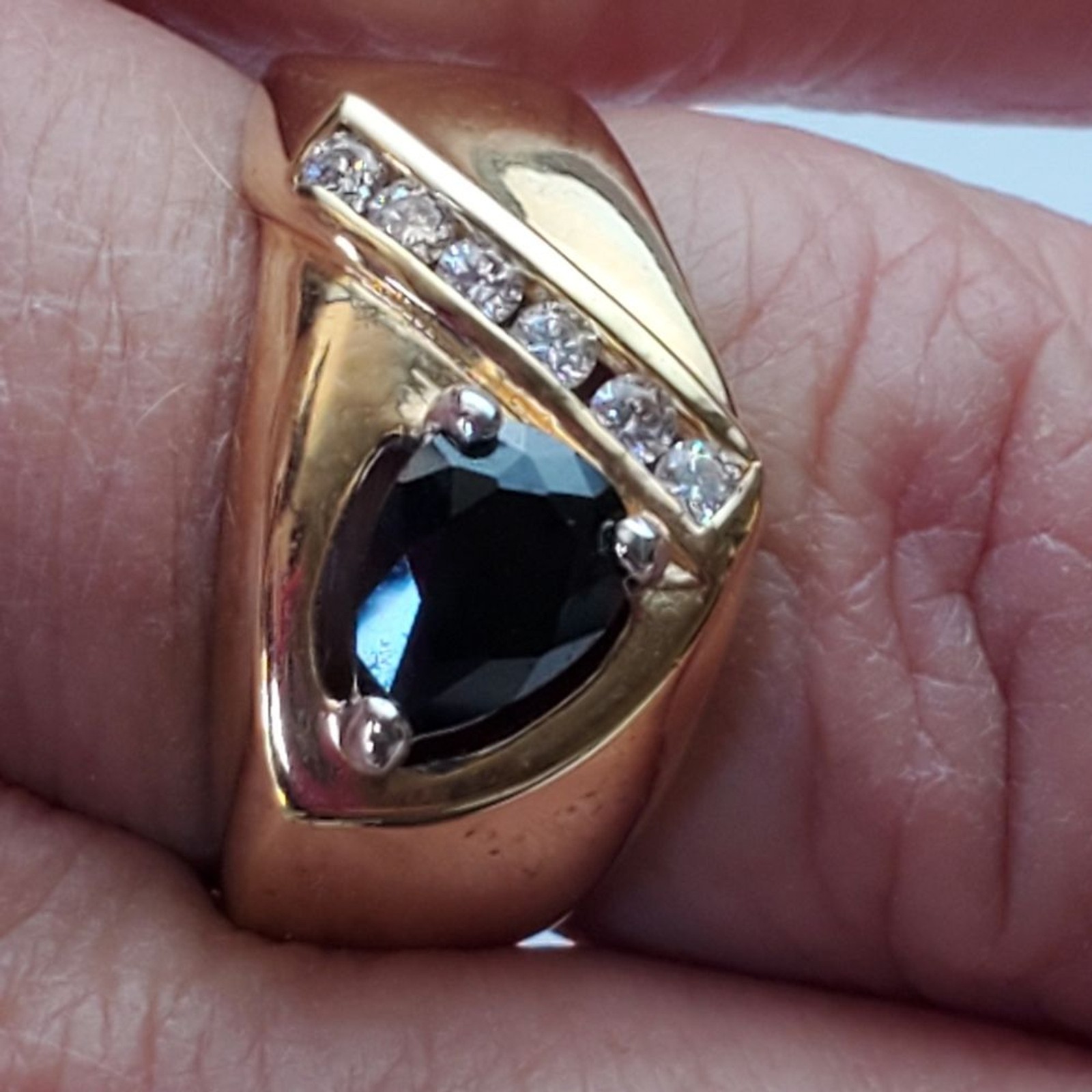 Yellow gold plated black cocktail ring sizes 12*