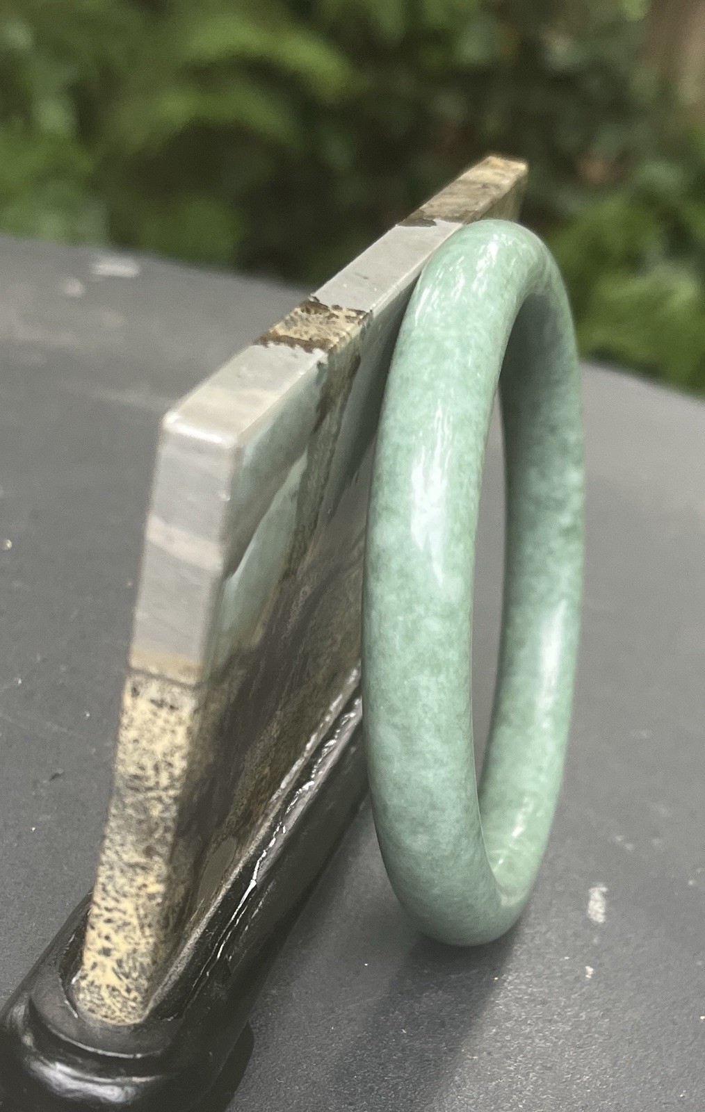 8″ Green Jade Bangle Bracelet 61mm 45grams 1.6ounces 10x10mm
