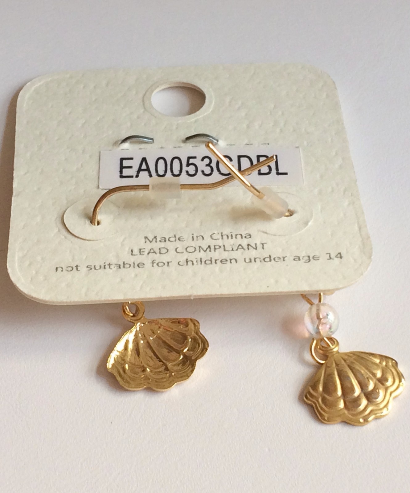 Scallop Shell Earrings Gold Plated Pearl Sea Life Island Beach Pierced Dainty