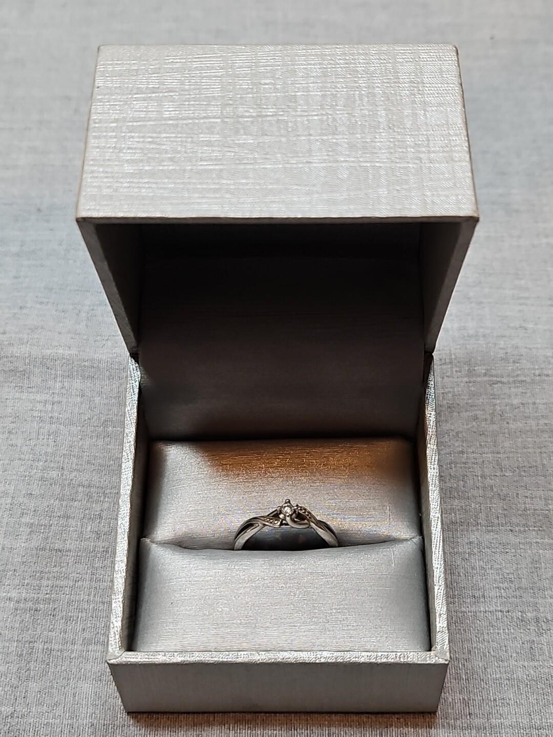 Zales Sterling Silver Twisted Metal Design Cubic Zirconia Ring, Size 8
