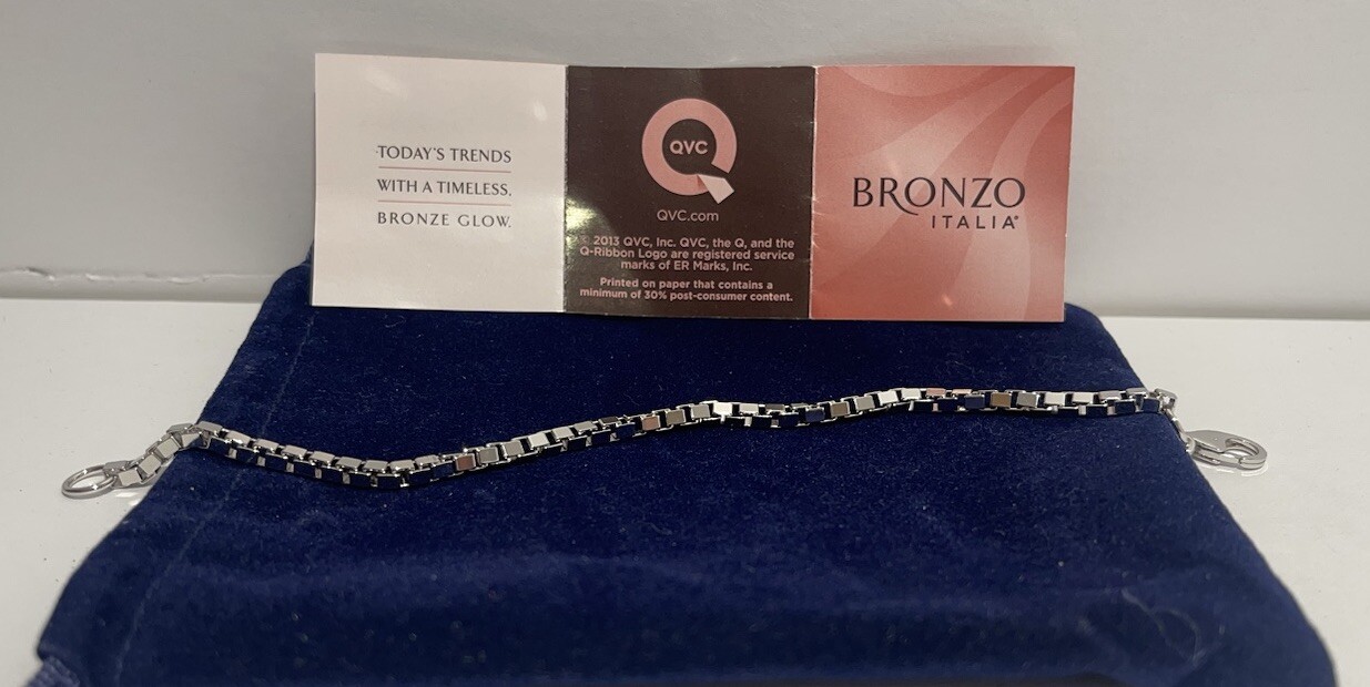 Bronzo Italia 6 3/4″ polished Box Chain Bracelet White Bronze item #J290838