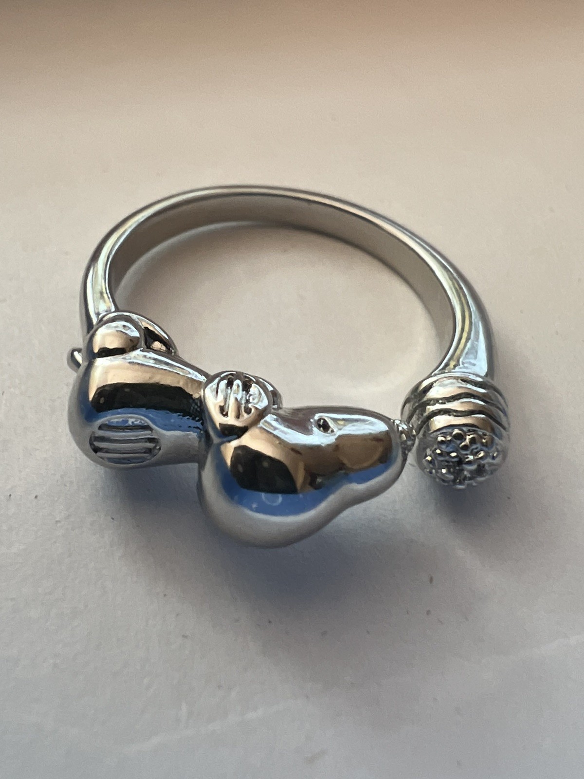 Peanuts Snoopy With Bowl Adjustable Silver Tone Ring One Size Fits All Pet Lover