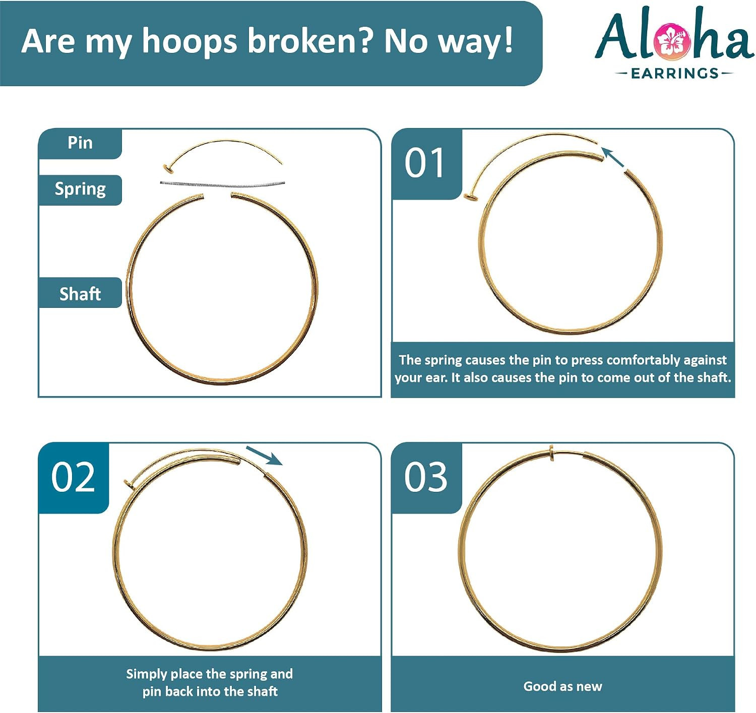 Clip on Spring Hoop Earrings for Non-Pierced Ears