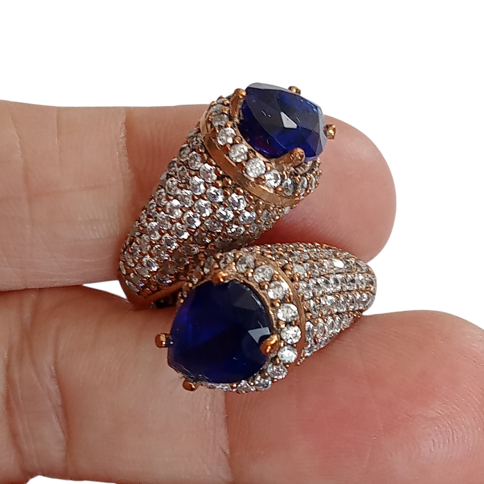 Sapphire Topaz 925 Sterling Silver and Bronze Handmade Hurrem Sultan Ring Size 7