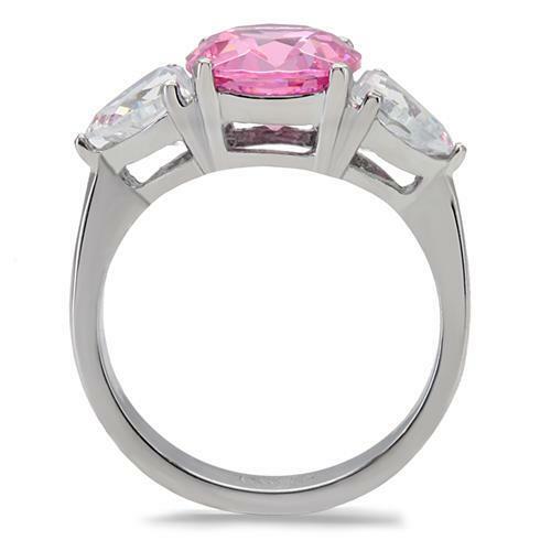 TK164 – High polished (no plating) Stainless Steel Ring with AAA Grade CZ in