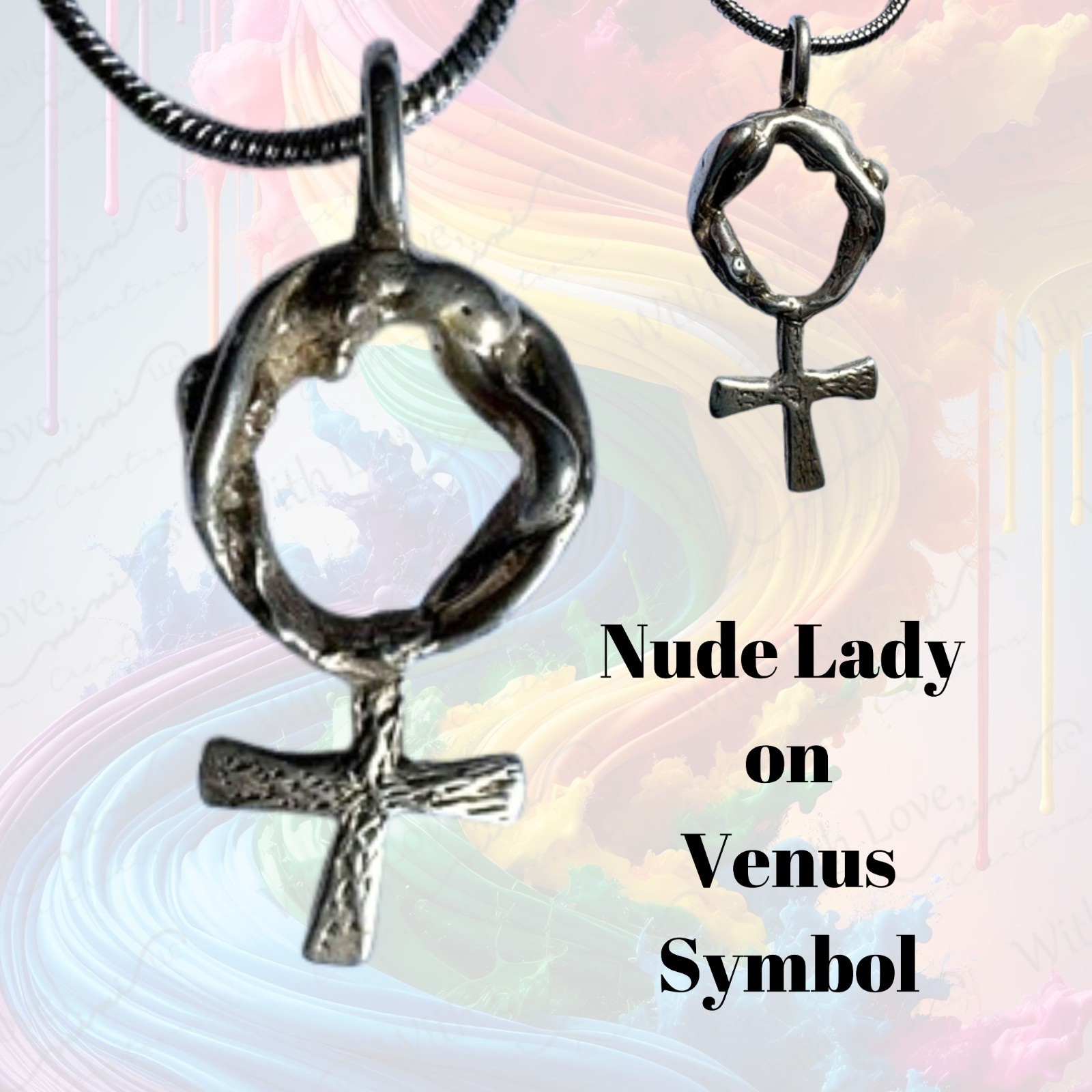 Nude Lady on Venus Symbol 925 Pendant Gay Pride Symbol LGBQT Lesbian by JKL 860