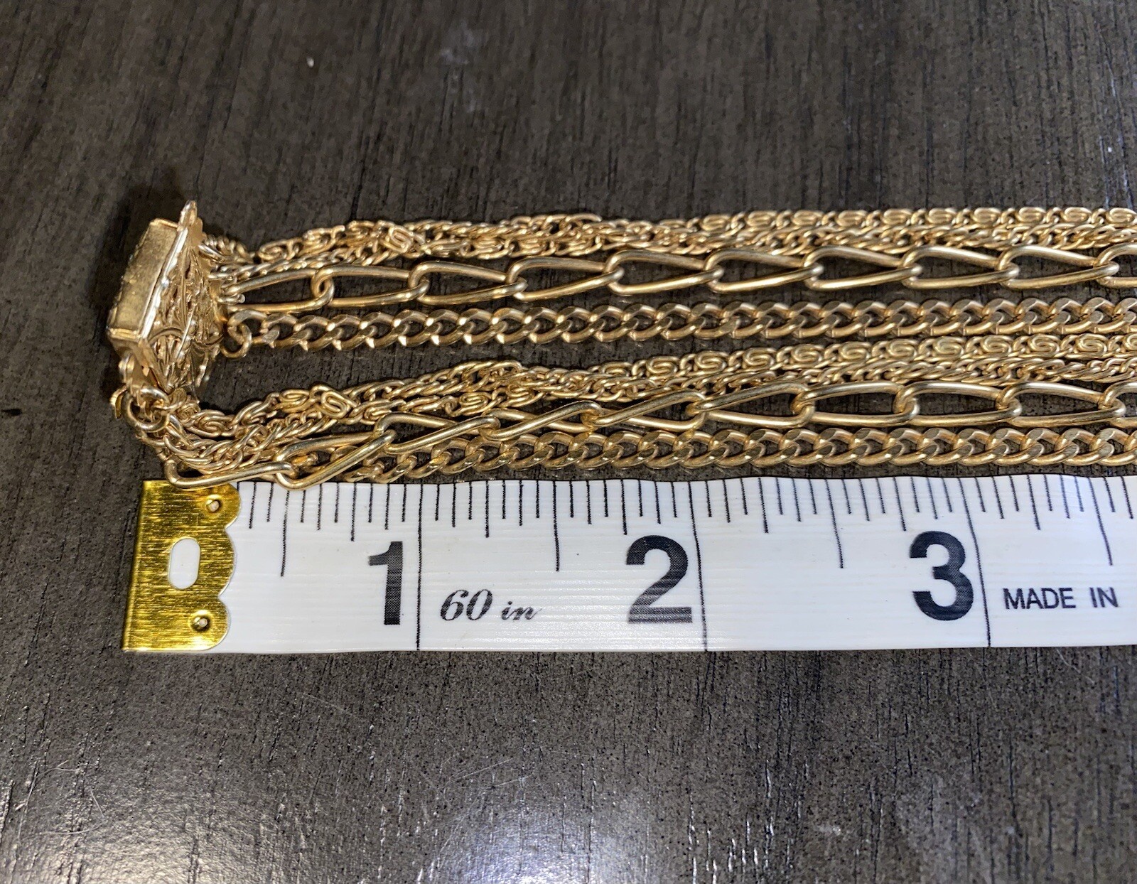 4 Strand Statement Necklace 4 Chain Layered Multi Four Layer Chains Gold tone
