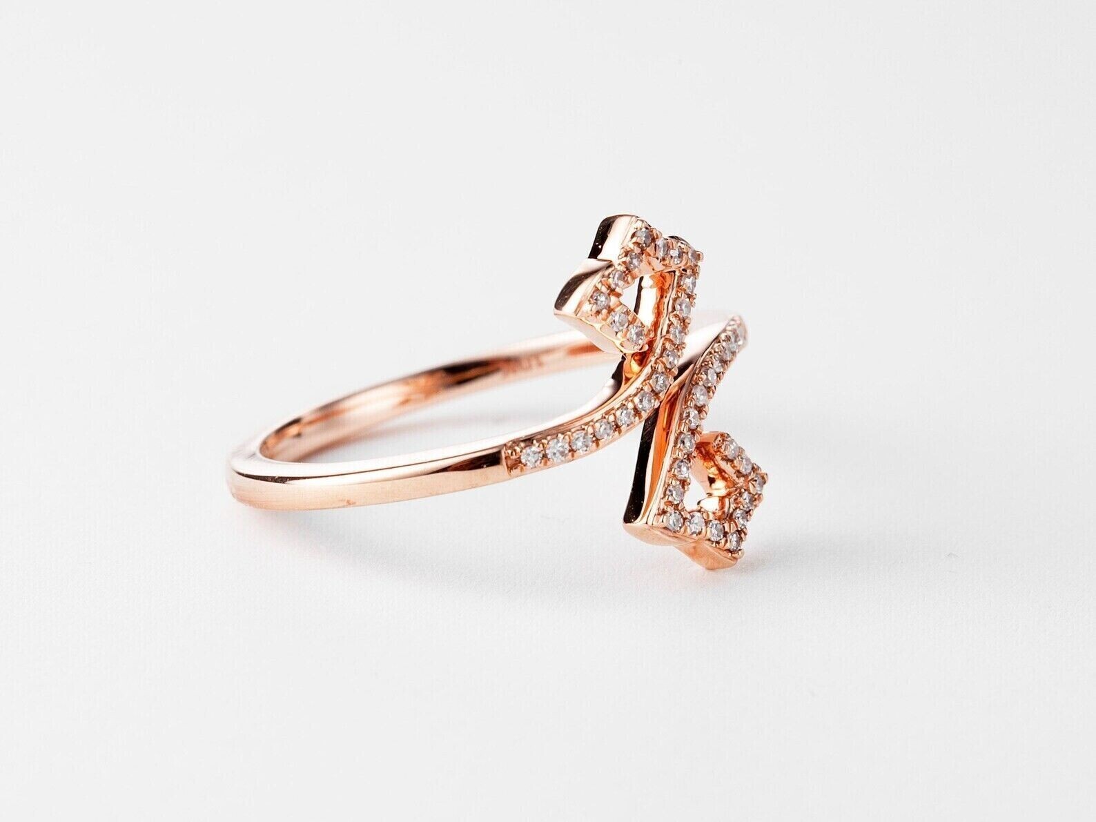 2Ct Round Cut Simulated Diamond Chevron Wedding Band Ring 14k Rose Gold Plated