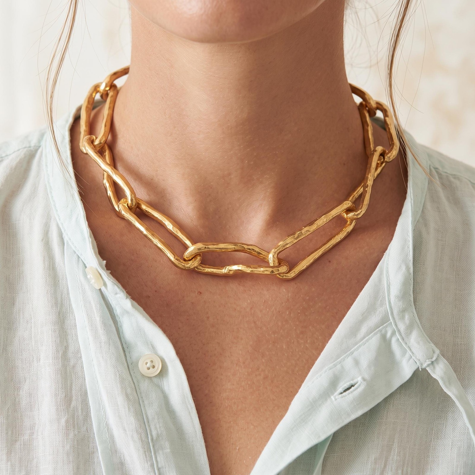 Chunky Gold Chain Choker, Bold Paperclip Link Necklace, Thick Statement Collar