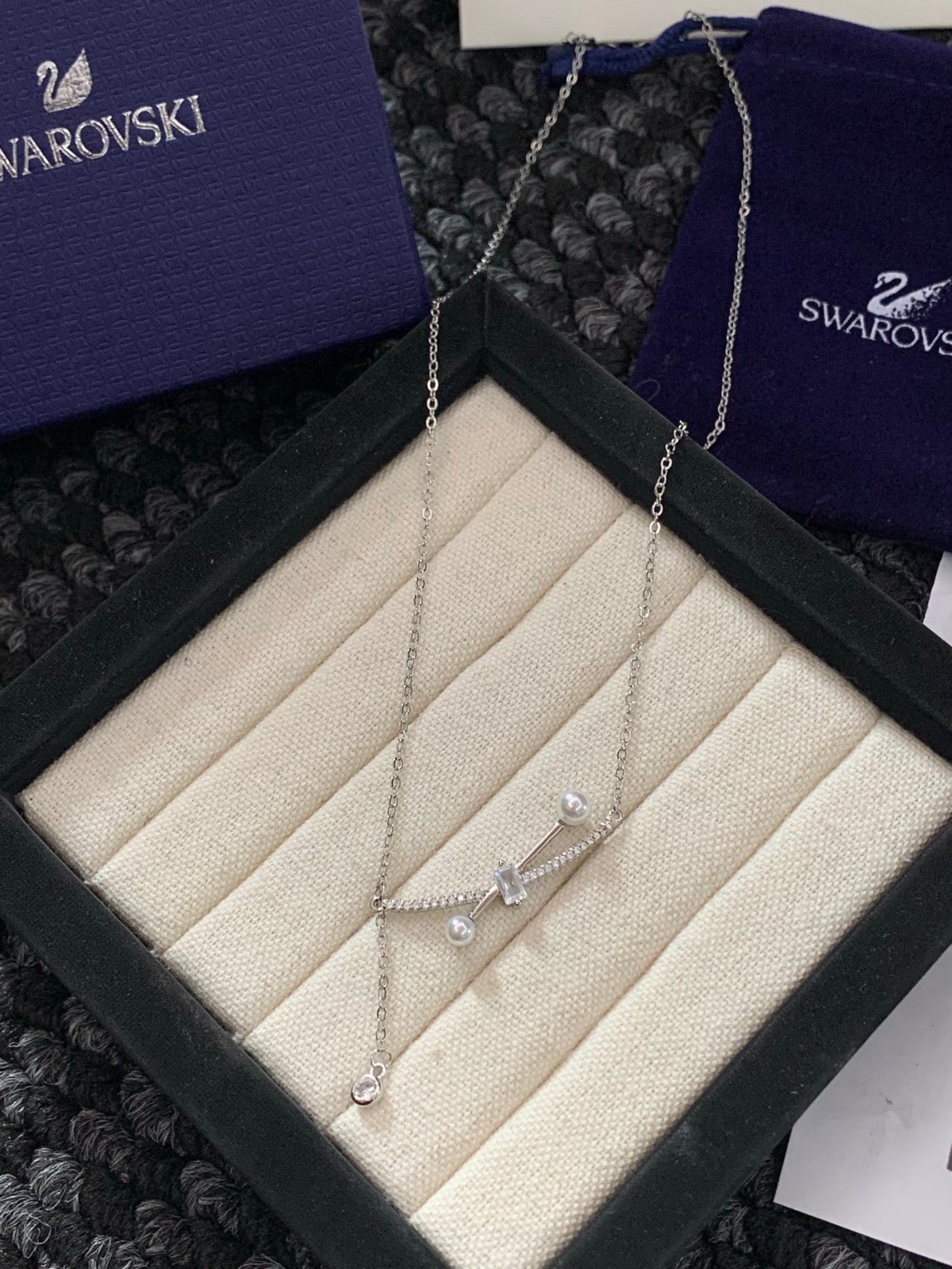 Swarovski Micro-pavé Tassel Pearl Necklace