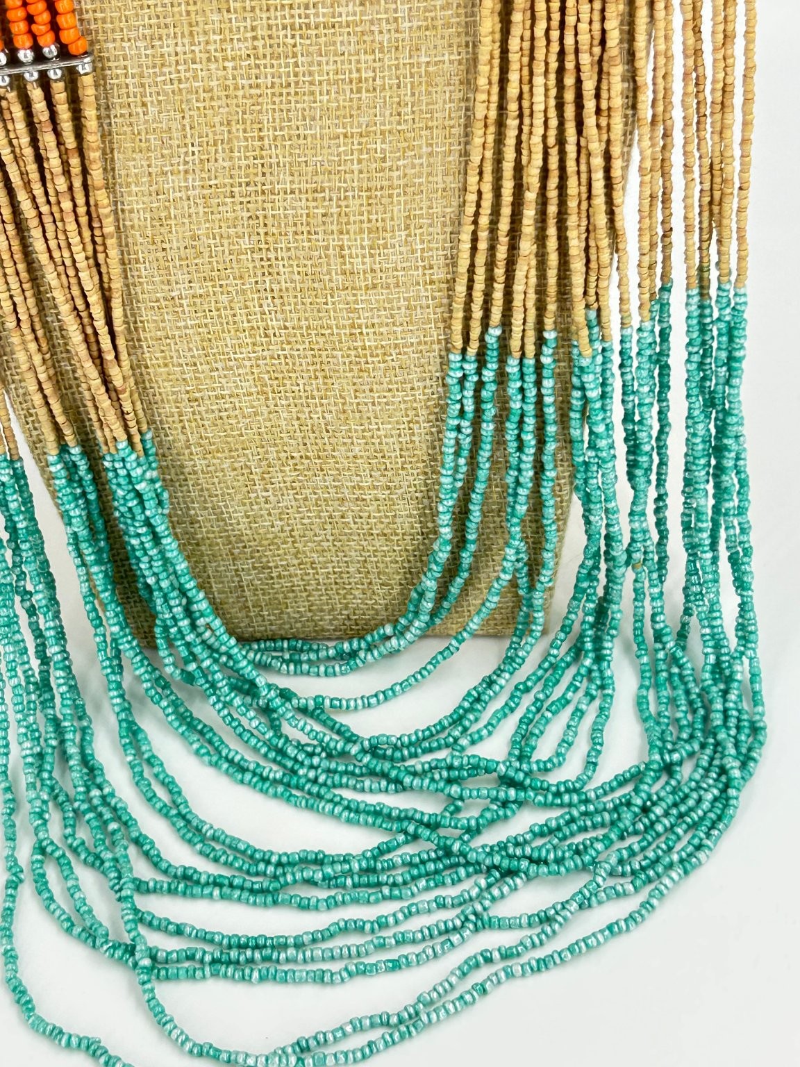 Multi-Strand Beaded Necklace 27 Inch Turquoise Orange Brown Colorful BOHO Hippie