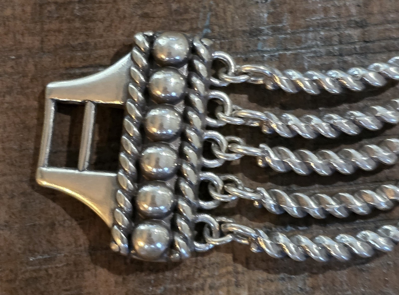 Brighton Sonora Multi Row Bracelet Silver Plated Fold Over Clasp 7in Long