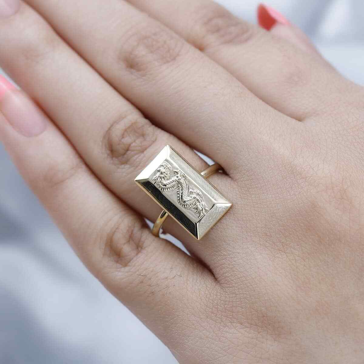 GORGEOUS!! 10K Yellow Gold Dragon Bar Ring 2.25 Grams Size 6.0