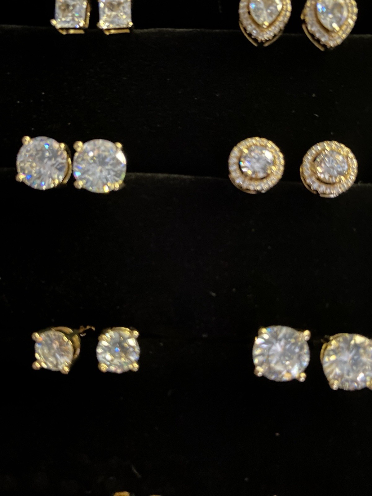 Lot Of 925 Sterling Silver Cubic Zirconia CZ Stud Post Pierced Earrings