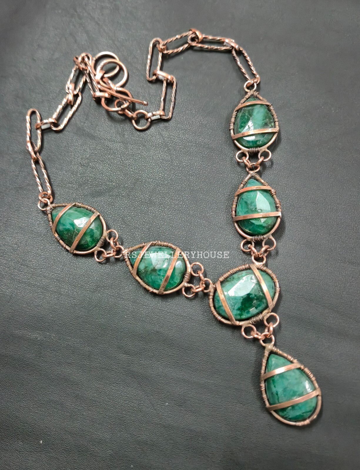 Tree Of Life Zambian Emerald Necklace Copper Wire Wrapped Handmade gift Necklace