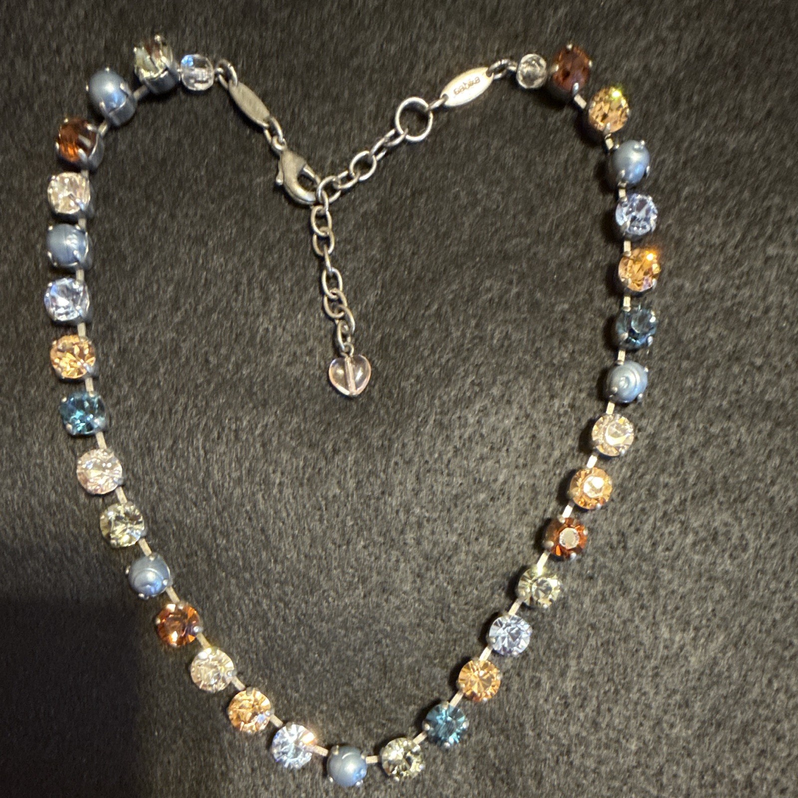 Sabika Classics Fun Choker Necklace, multicolor earthy Austrian crystals pearls