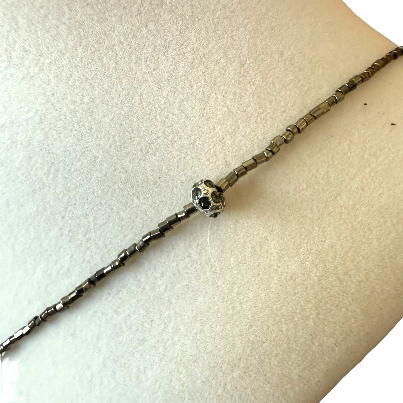 J Jill Necklace Silver Tone Charm Pendant Beaded Chain 16″ Boho Artisan Coastal