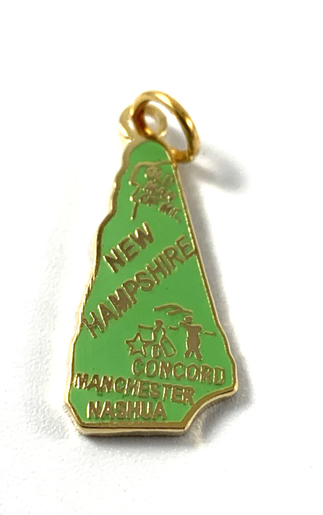 New Hampshire State Charm Enamel & Brass | Green | 7/8″ | New Old Stock