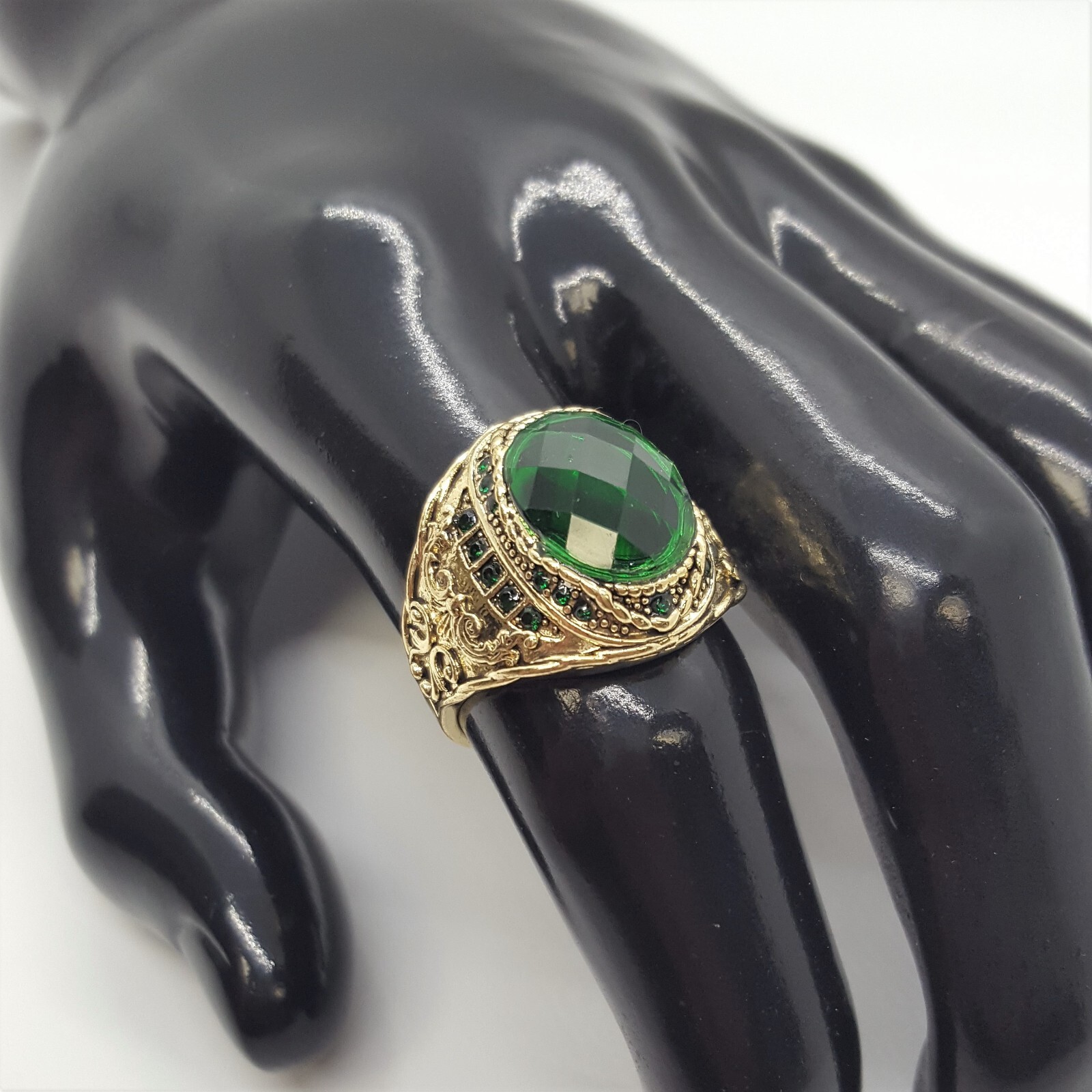 Fashion Ring Signet Stainless Steel 8mm Onyx Stone Men/Women Size 6-13 #66 GREEN