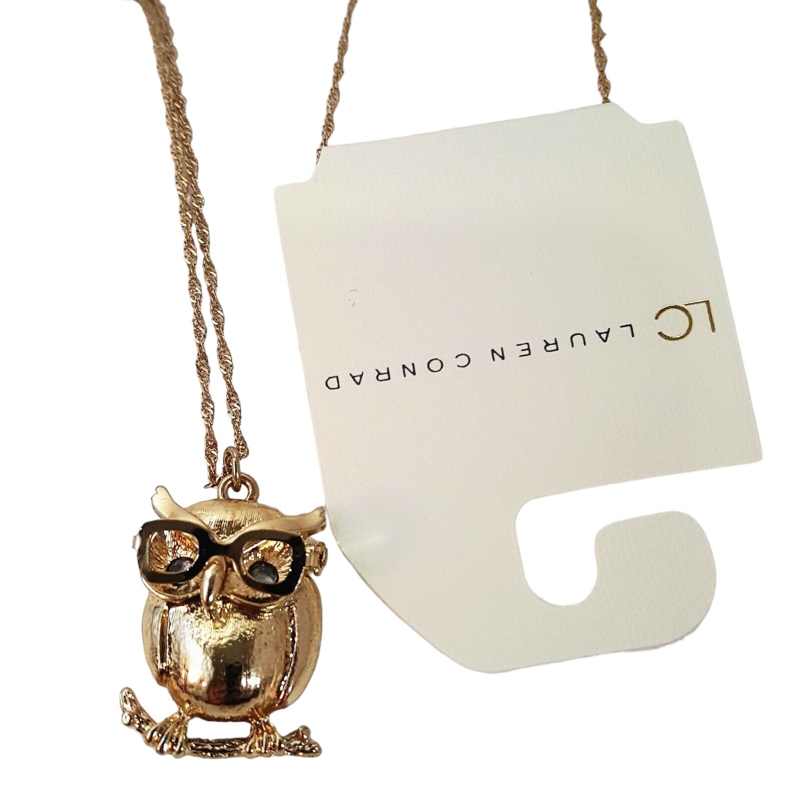 LC Lauren Conrad Women’s Gold Plated Owl Pendant Chain Necklace NWT