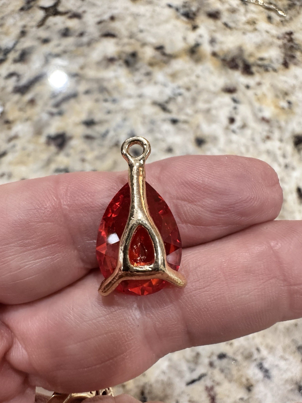 Orange Pear Cut Gemstone Pendant