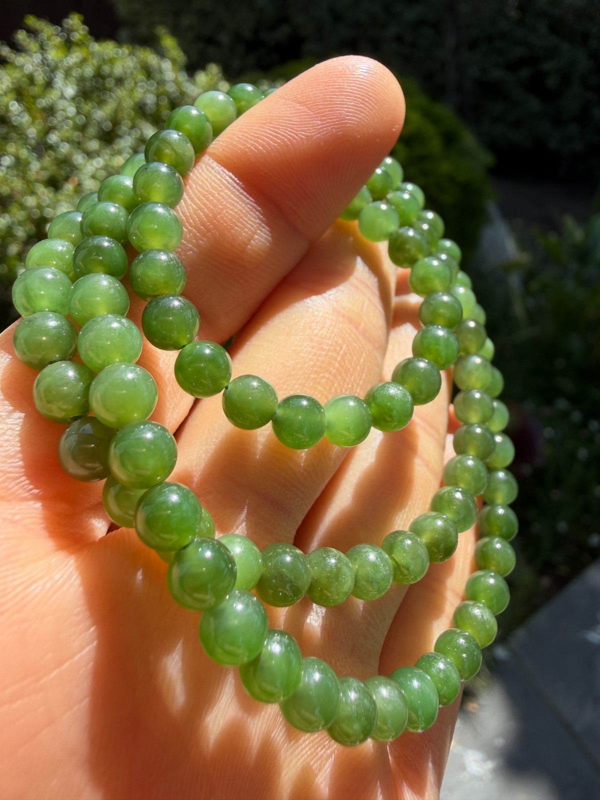 5mm Good Quality Green Nephrite Beaded Necklace | 碧玉珠串项链